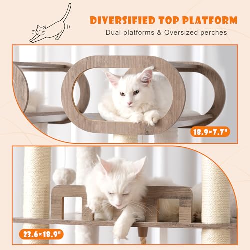 76.8-inch Wooden Cat Tree with Litter Box Enclosure and Scratching Post M619