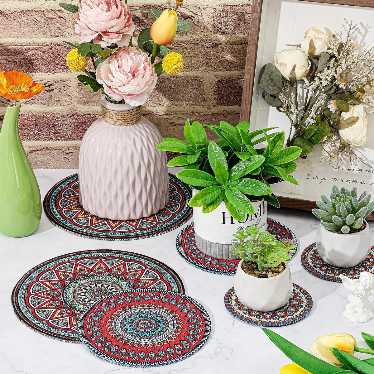 6 Pcs Absorbent Non Slip Round Plant Pot Mat Y691962