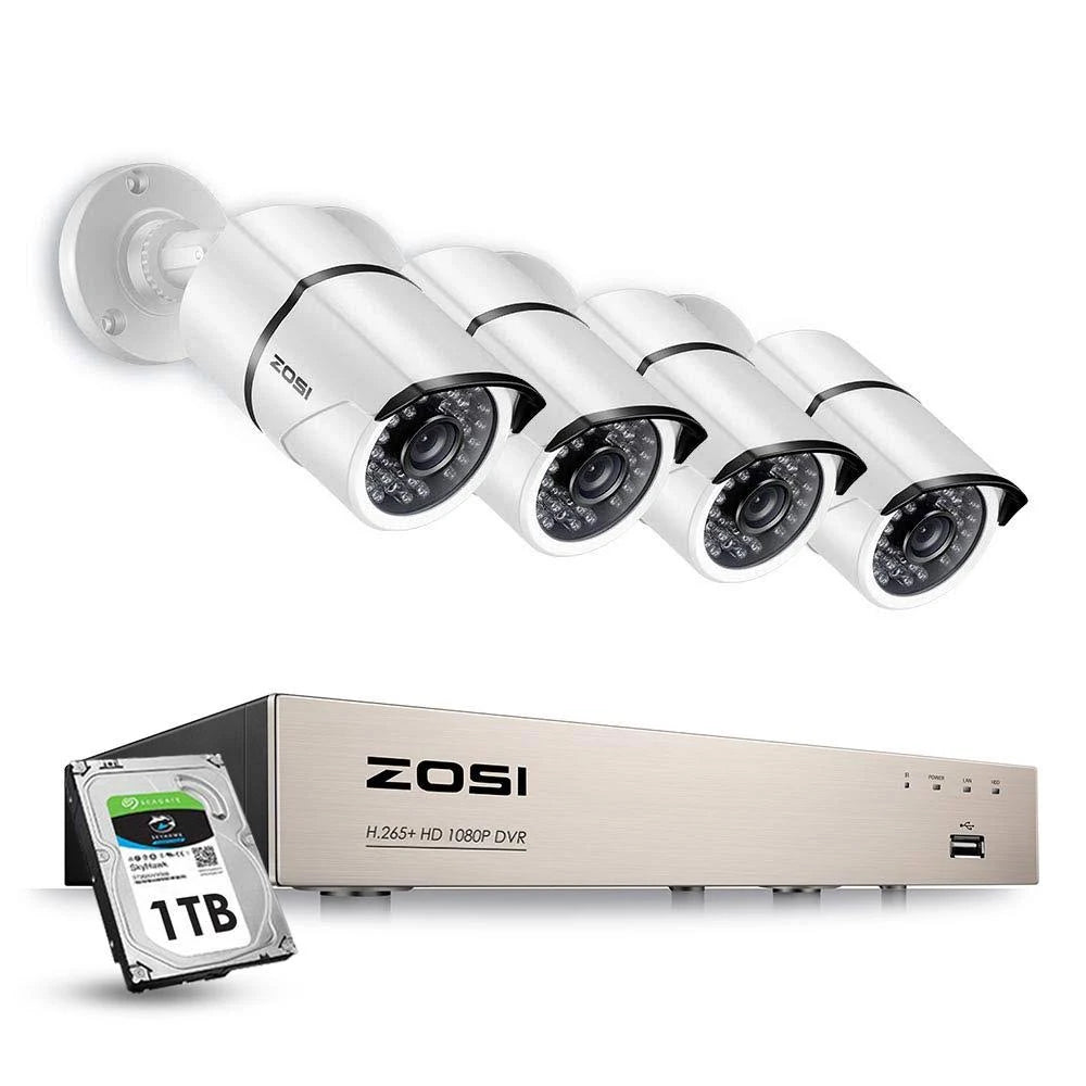 8-Channel 1080p 1TB DVR Security Camera System with 4 Wired Bullet Cameras T883