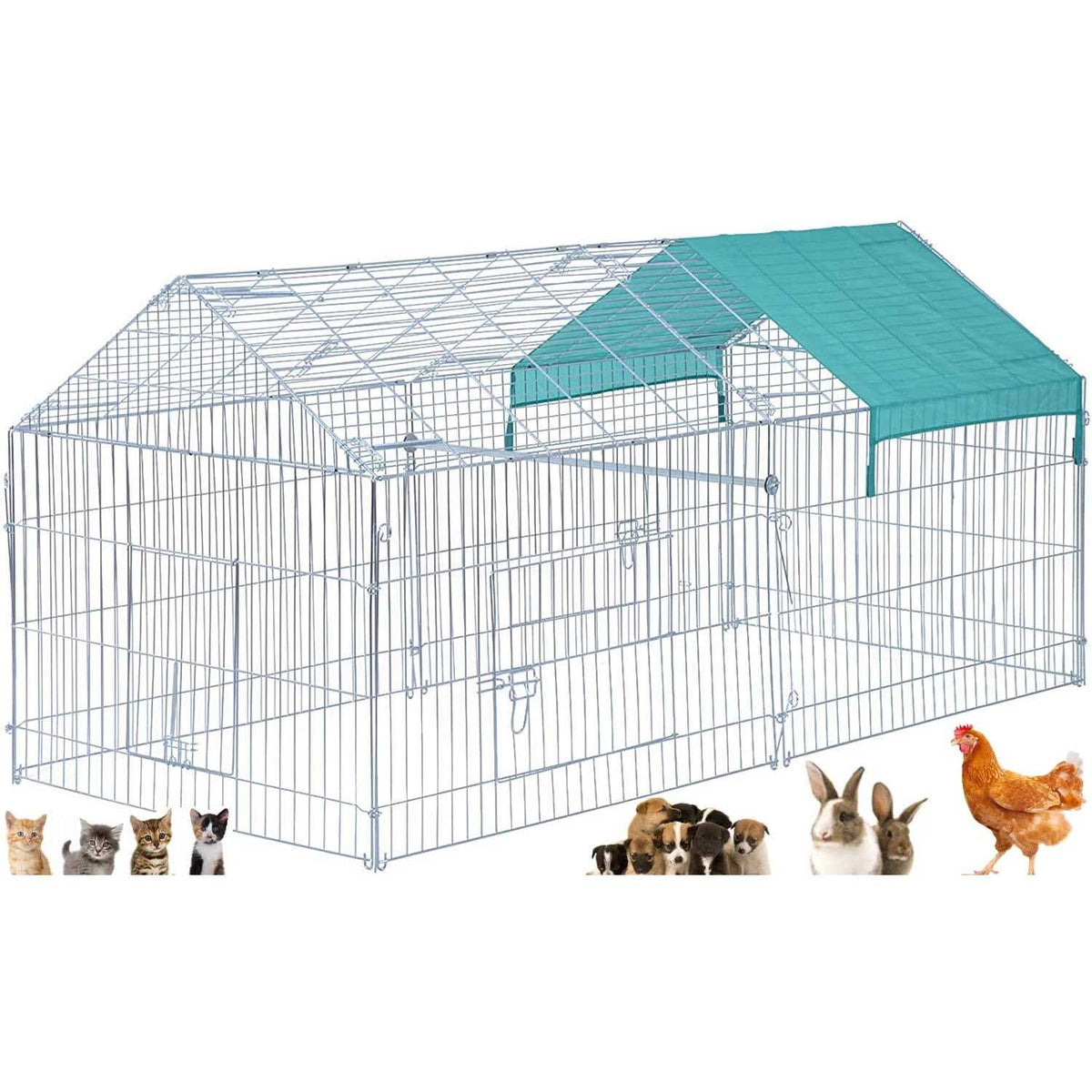 Large Galvanized Steel Outdoor Pet Hutch Enclosure U552378