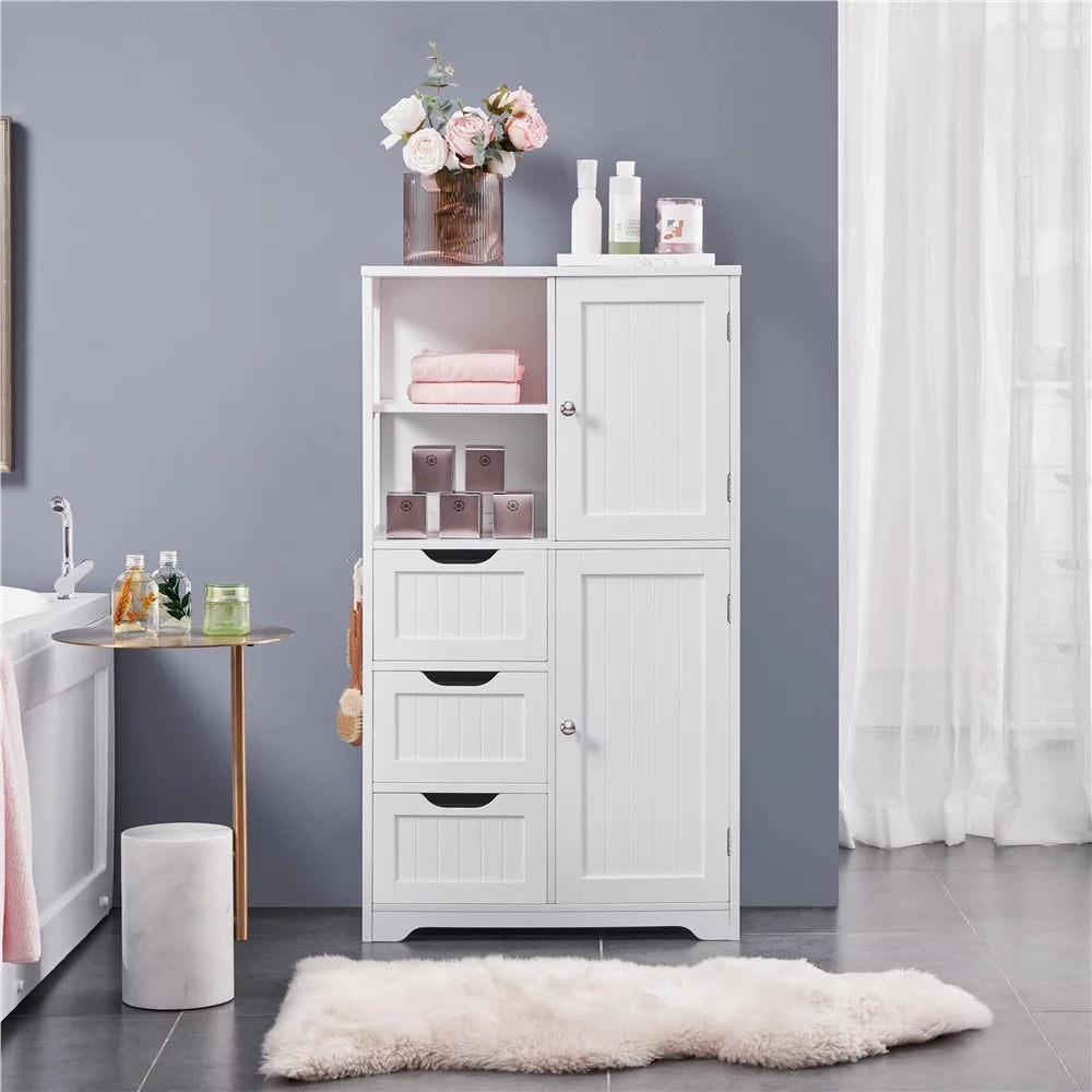 White 3 Drawer Wooden Bathroom Storage Cabinet M967968