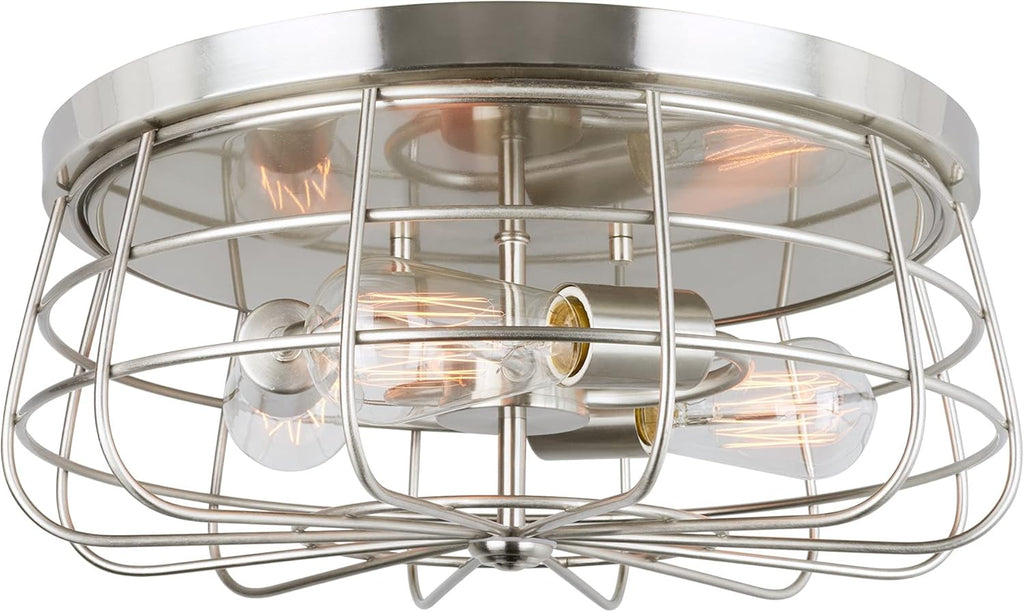 Textured Black 3-Light Cage Flush Mount Ceiling Light M208307