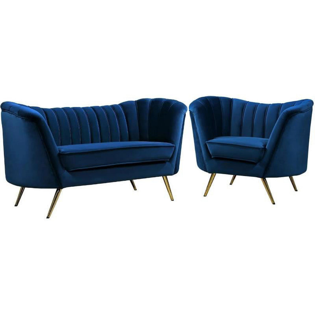 2 Piece Velvet Living Room Furniture Set with Loveseat and Accent Chair P7703