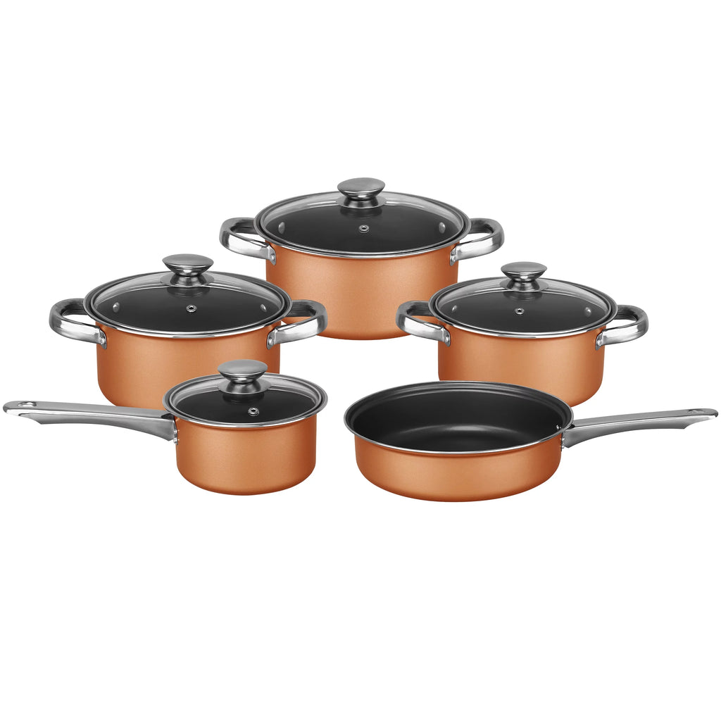 9-Piece Nonstick Copper-Clad Cookware Set with Glass Lids E530