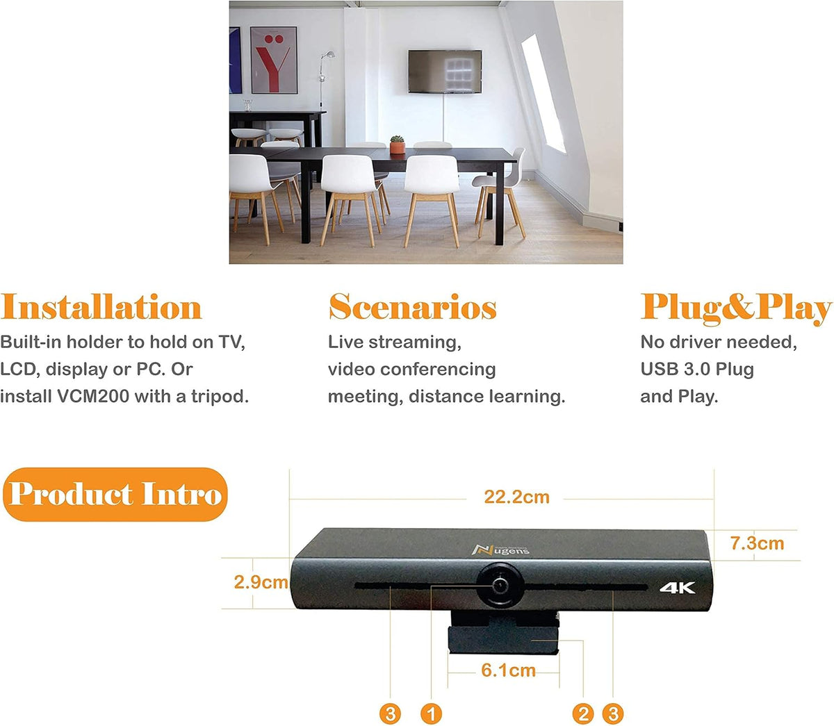 AI 4K Auto-Framing Video Conference Camera X487669
