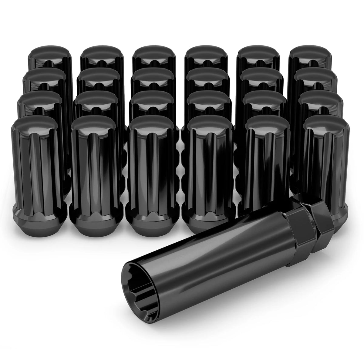 Black Chrome M14 x 1.50 Spline Lug Nut, 24 Pack J928430