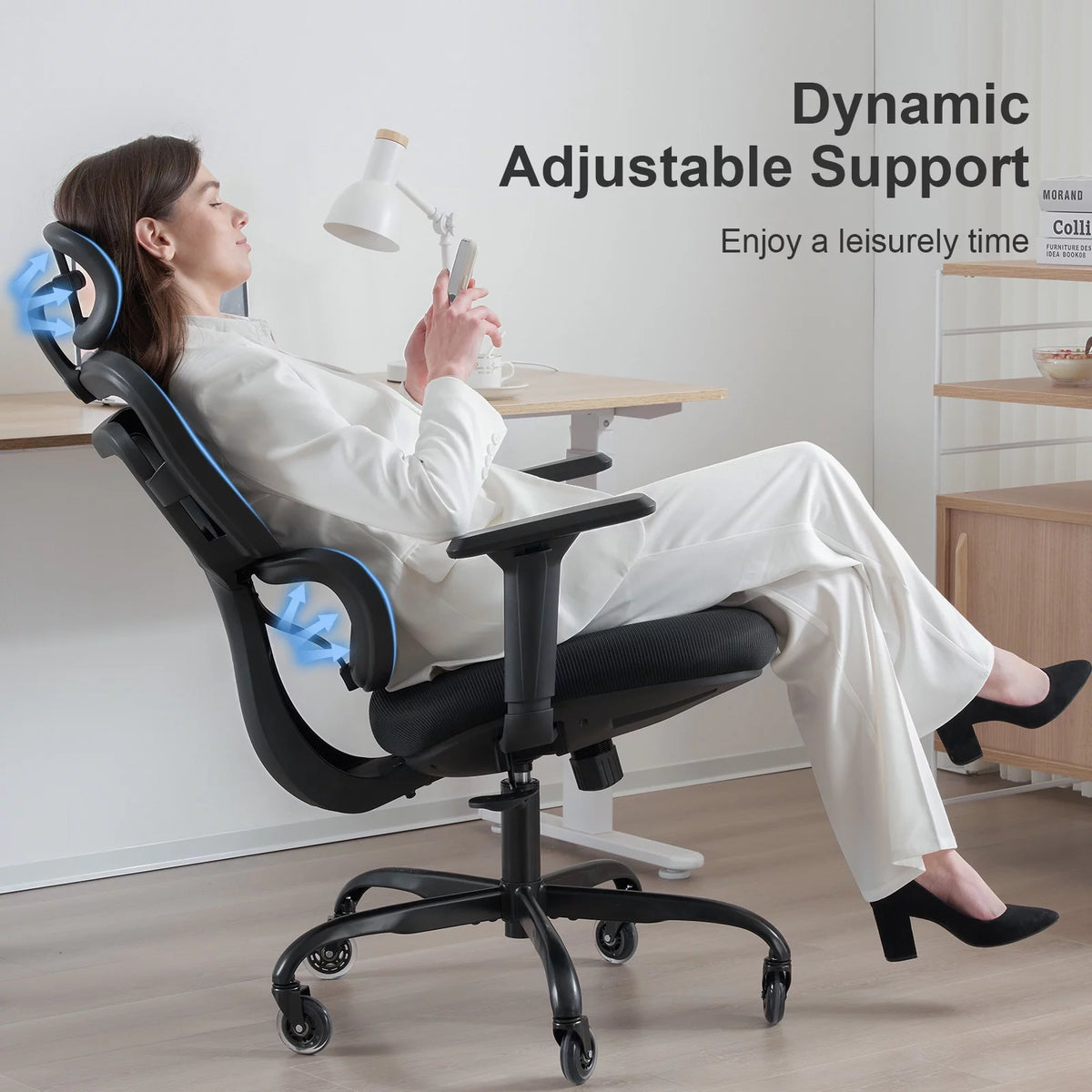 Black Ergonomic Mesh Office Chair with Lumbar Support and Wheels L3038
