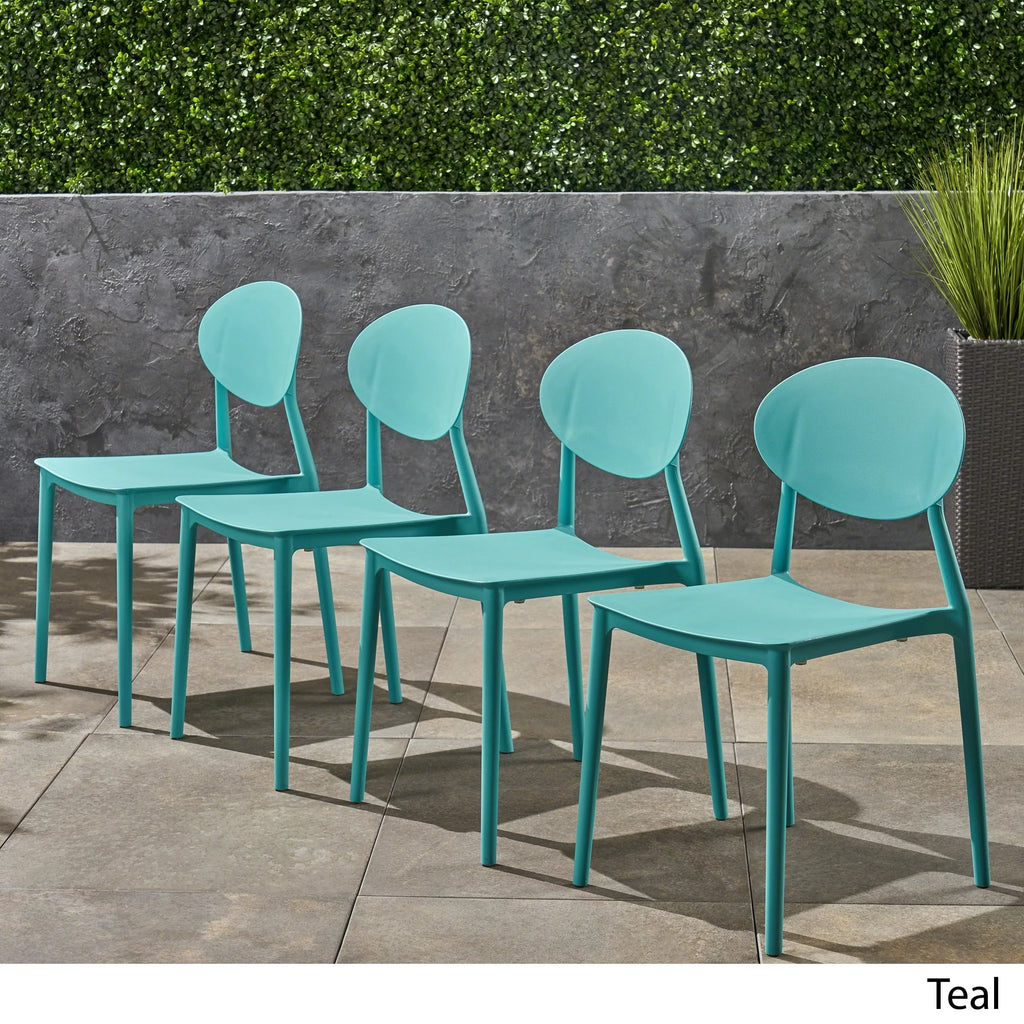 Teal Plastic Stacking Dining Chairs Set of 4 L58333