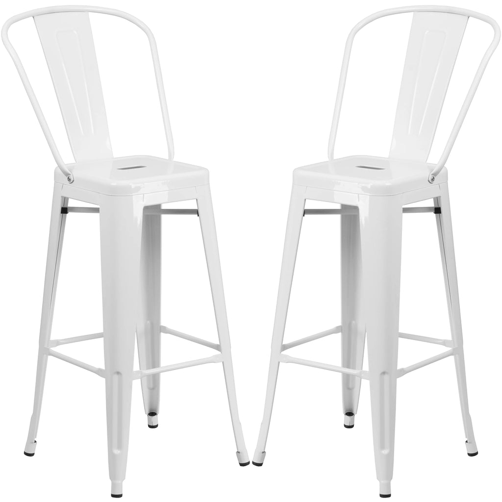 White Metal Barstool 2 Stools S235656