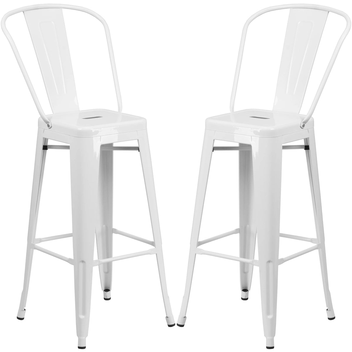 White Metal Barstool 2 Stools S235656