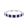 Lab Created Blue Sapphire Half Eternity Ring with Diamond - 2 CT, 14K White Gold, US 6.00 I374