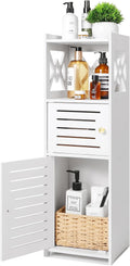 Slim Bathroom Storage Cabinet with Double Door and 3 Tier Shelf B4259