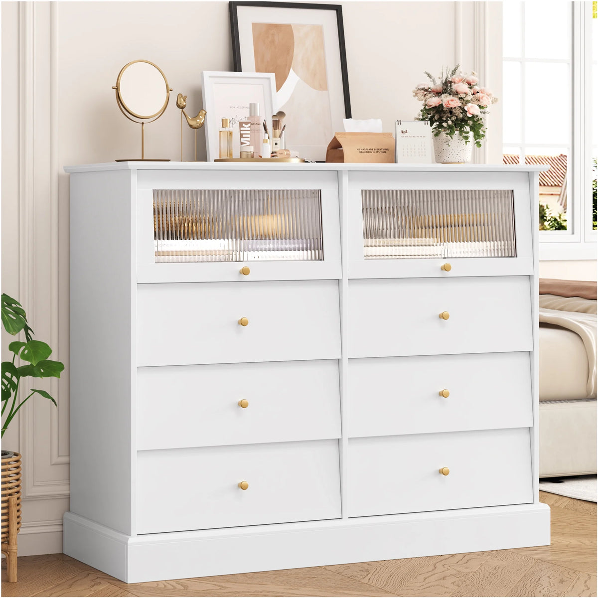 Black 8 Drawer Wood Dresser G866