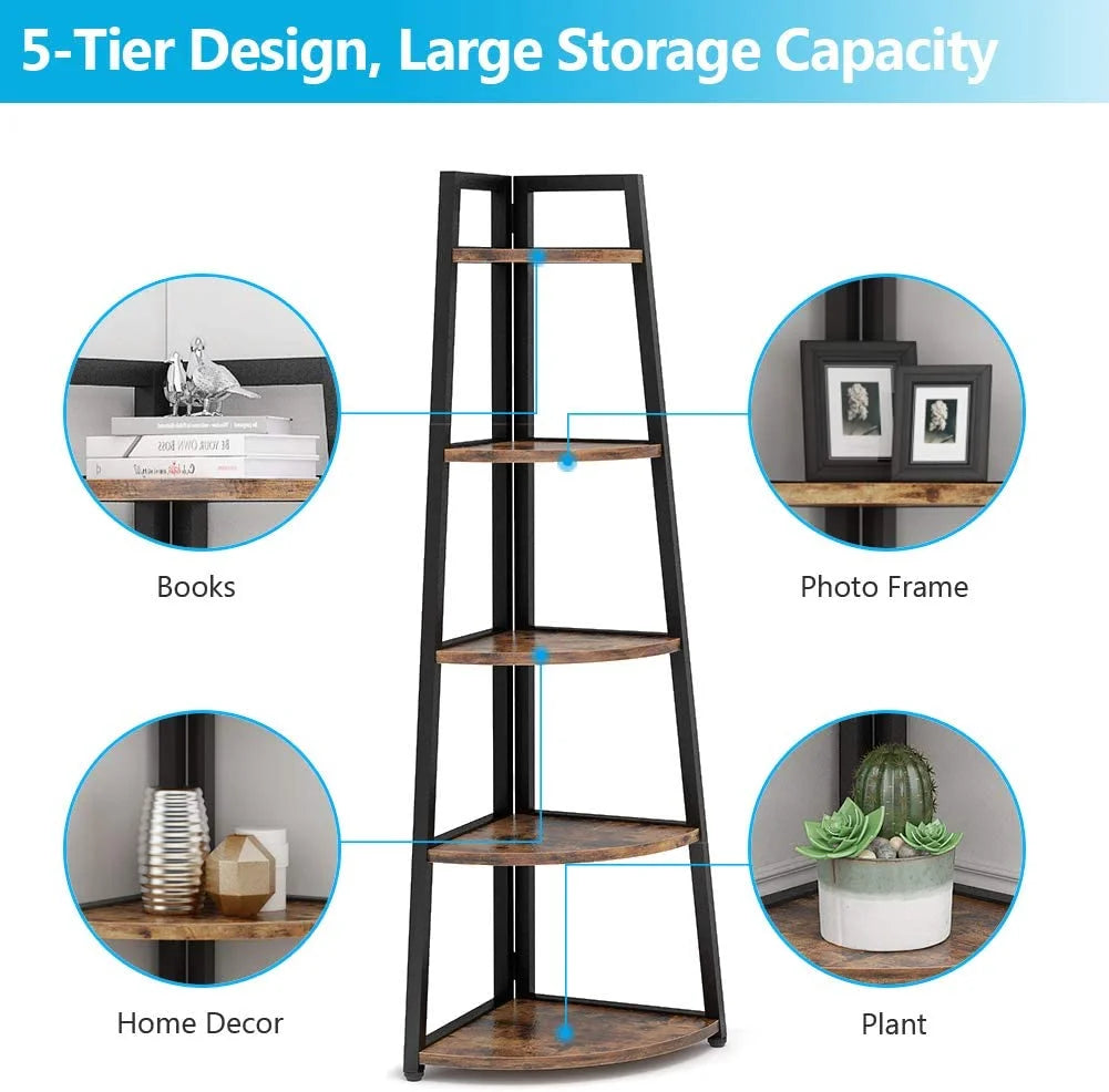 70 inch 5 Tier Corner Bookshelf E325040