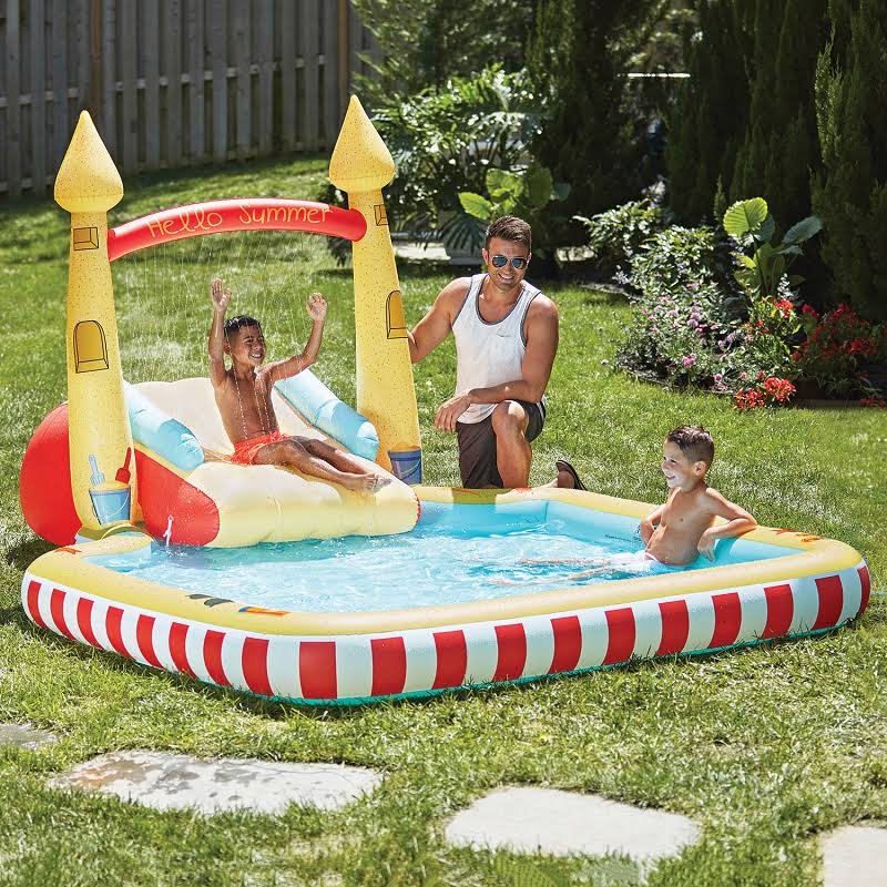 Inflatable Pool with Sprinkler Arch Over 5 ft Tall K414415