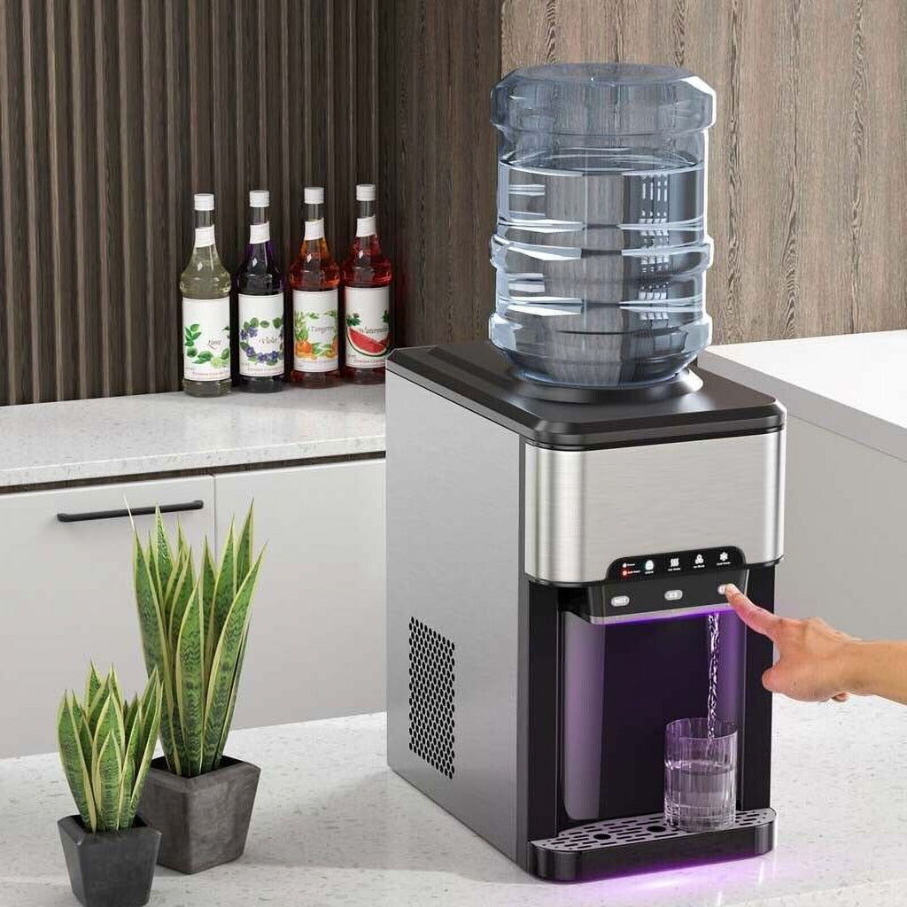 3 in 1 Countertop Water Cooler Dispenser Ice Maker with Ice Block 44 lb Ice Storage V478