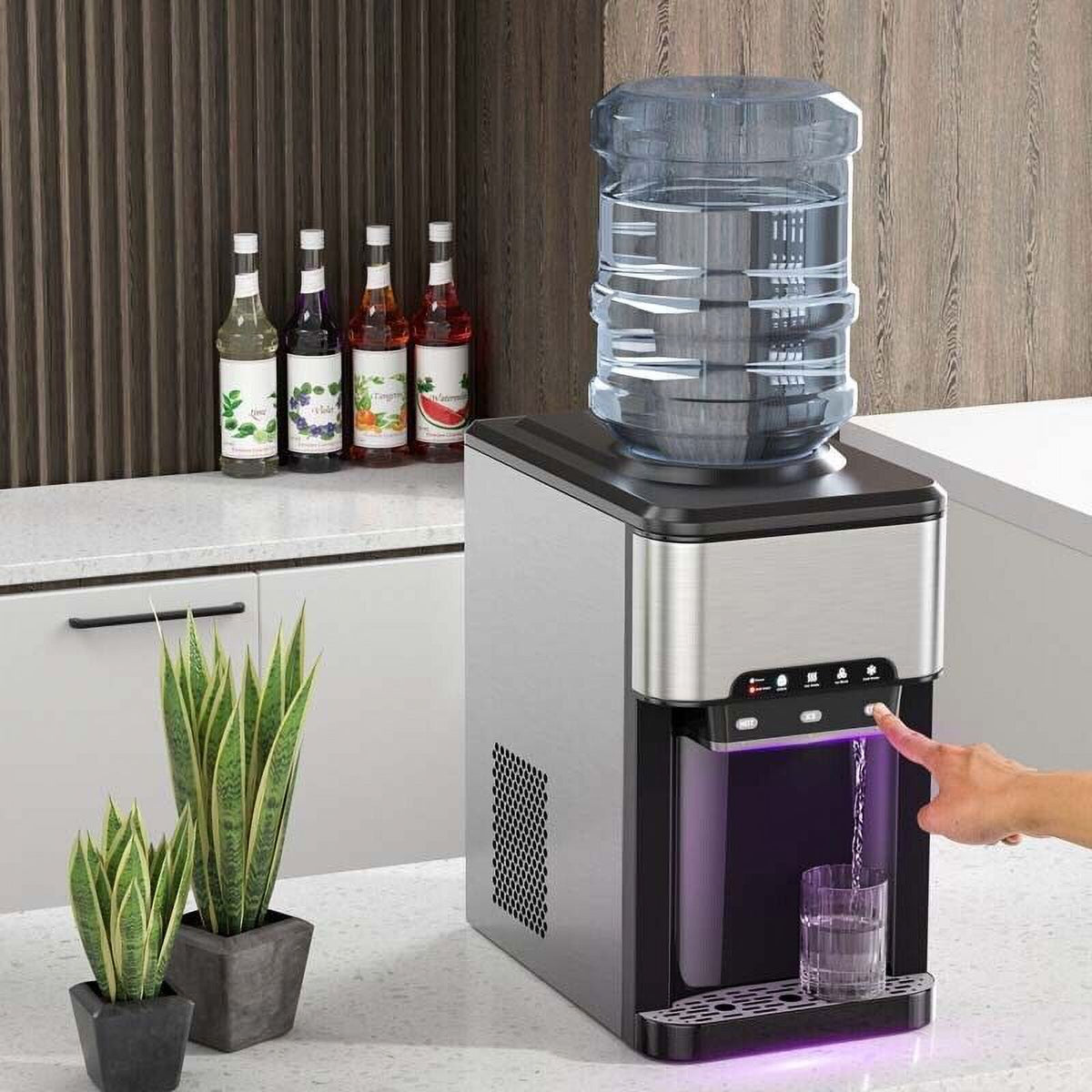 3 in 1 Countertop Water Cooler Dispenser Ice Maker with Ice Block 44 lb Ice Storage V478