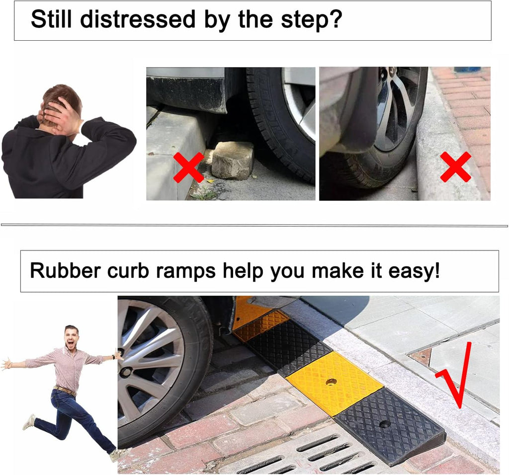 2 Rubber Heavy Duty Driveway Curb Ramp 10 Ton 39.3*5.9*2inch I736818