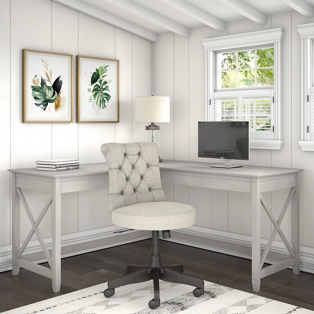 White Oak L-Shaped Desk and Chair Set G67214