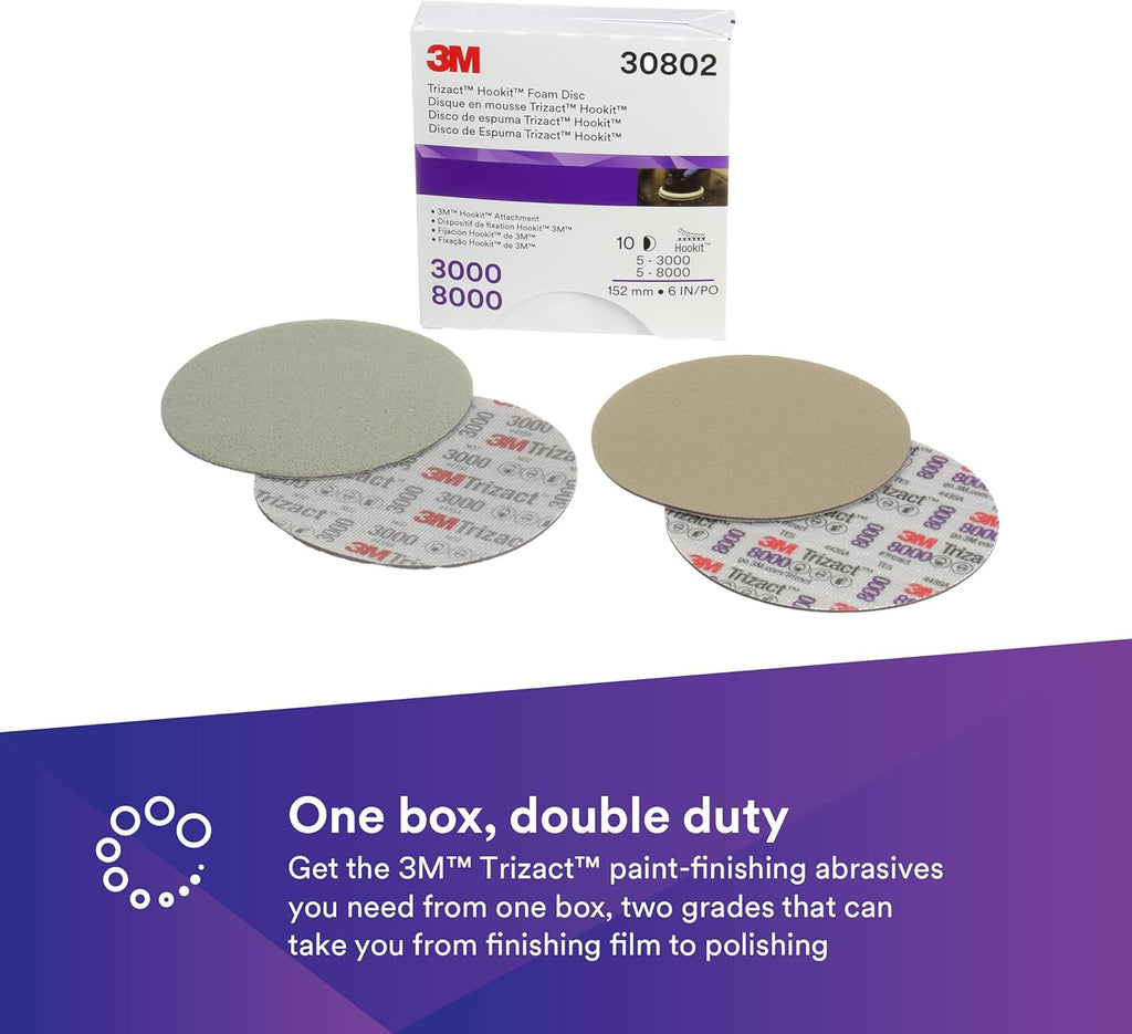6 in Foam Backing Abrasive Disc, 3000 and 8000 Grade, 10 Discs/Carton V20767