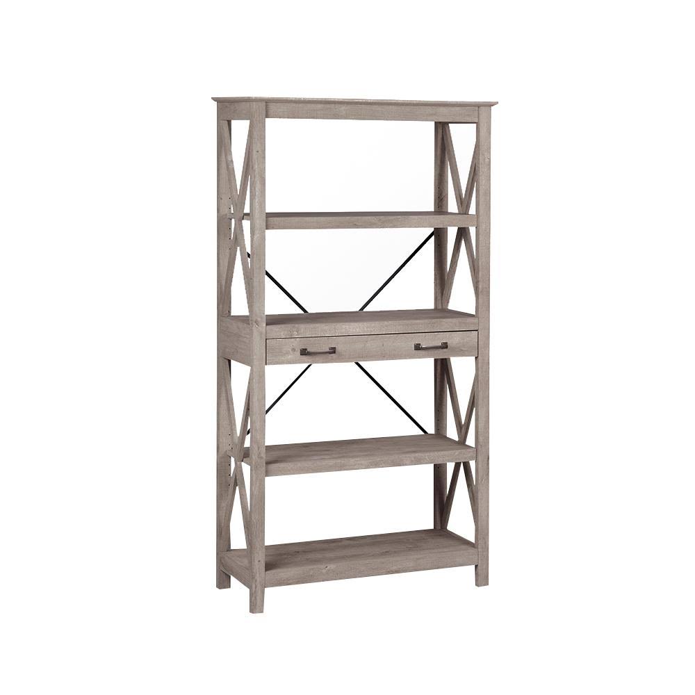 Washed Gray Bookcase with 2 Drawers C206