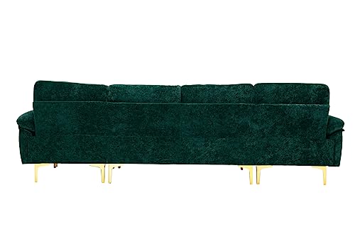Purple 114 Inch Fabric Upholstered Modular Sectional Sofa with Chaise Lounge Ottoman and 2 Pillows D904575
