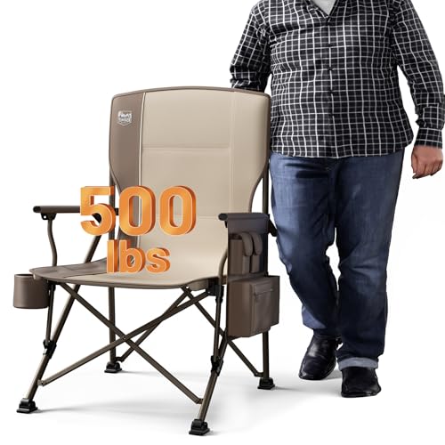 Oversized Folding Camping Chair High Back Heavy Duty with Cup Holder Side Pocket Cooler Bag C5894