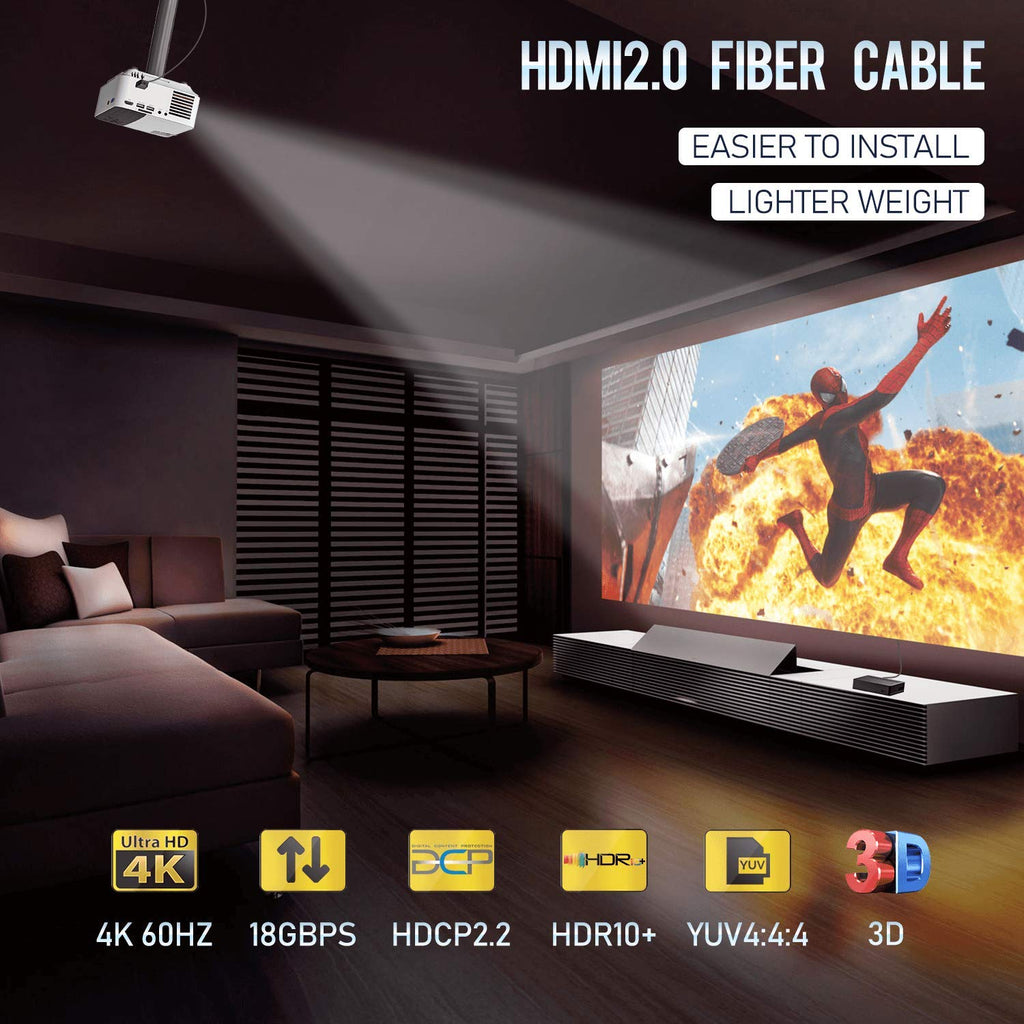 Fiber Optic HDMI Cable 65FT 4K 60FPS HDMI 2.0 18Gbps Active Optical Cable T435305
