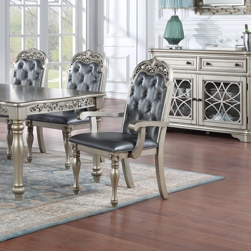 Set of 2 Grey Upholstered Dining Chairs I3549