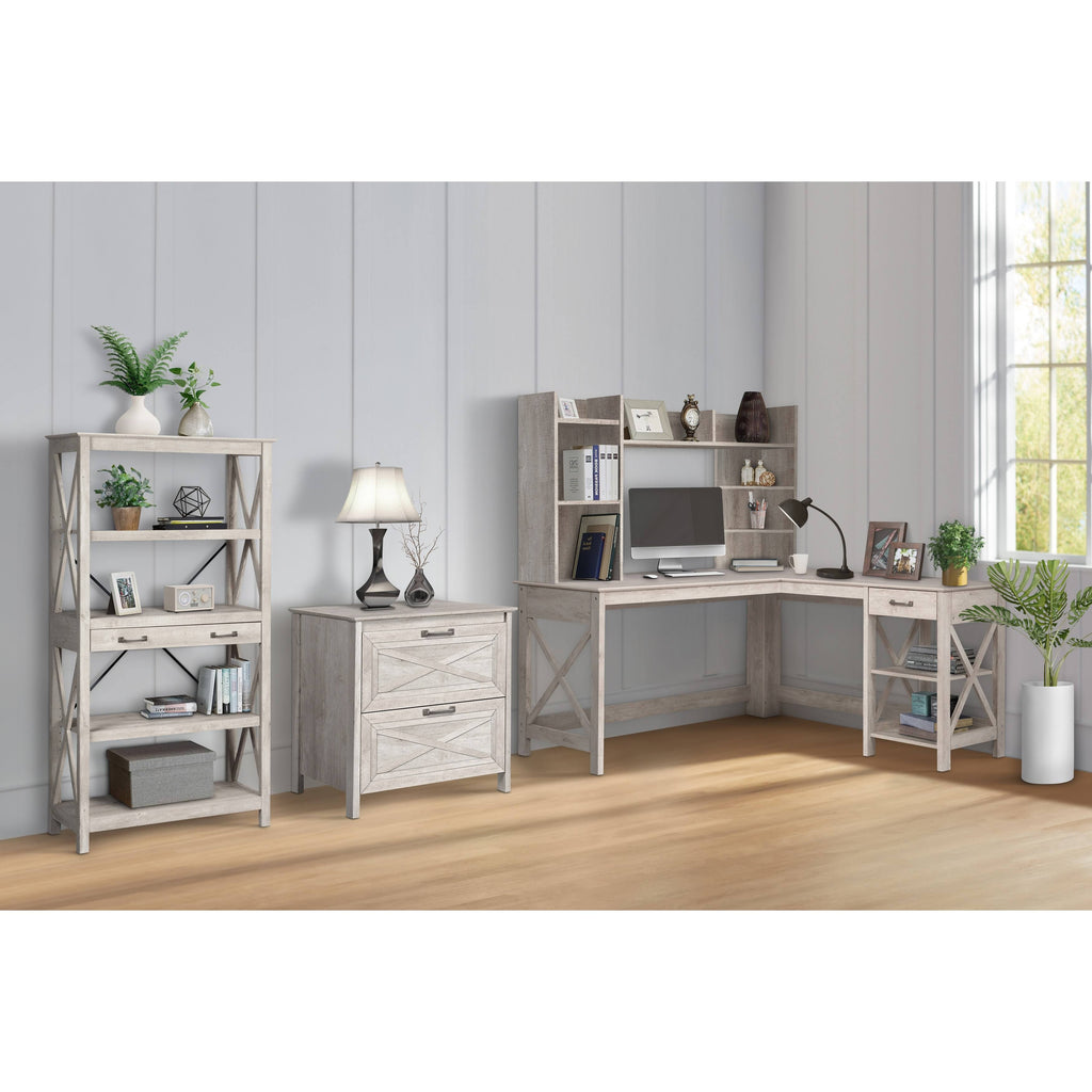 Washed Gray Bookcase with 2 Drawers C206