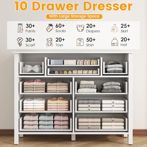 Black 10 Drawer Wood Dresser C8814