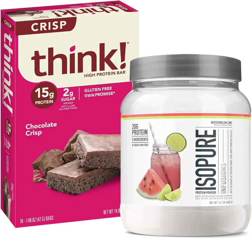 Watermelon Lime Whey Protein Isolate 16 Servings and Chocolate High Protein Bars 10 Bars S128628