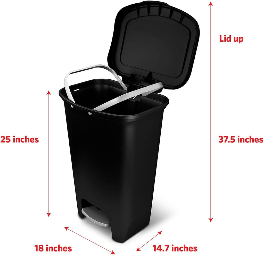 13 Gallon Plastic Trash Can with Lid, Matte Black T870561