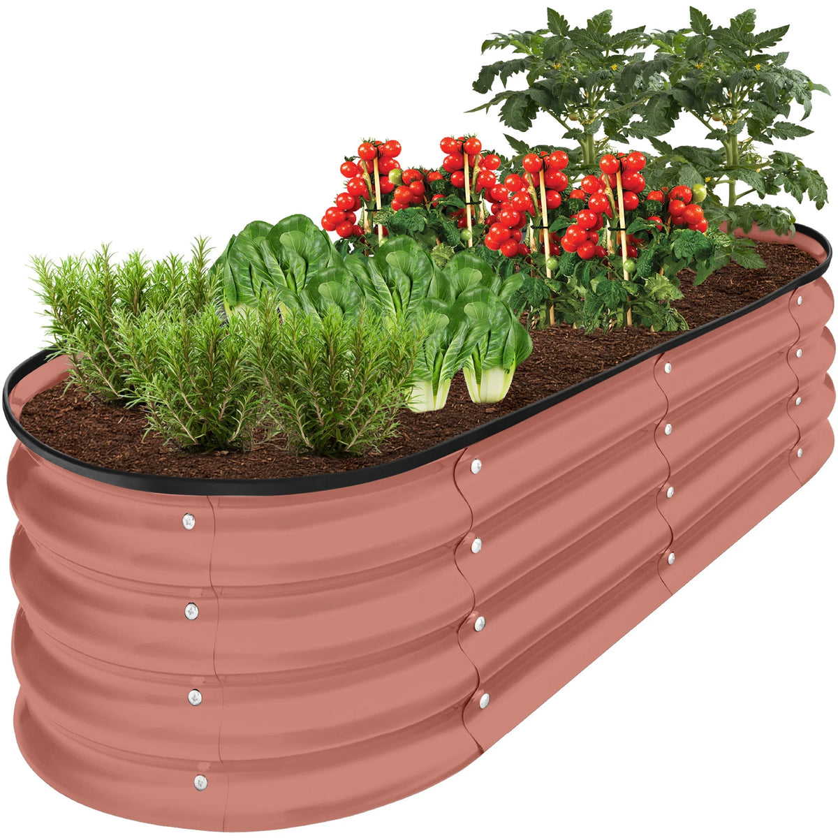 4x2x1ft Outdoor Raised Metal Oval Garden Bed M912744