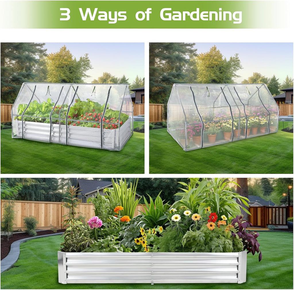Galvanized Raised Garden Bed with Mesh Cover Greenhouse A978