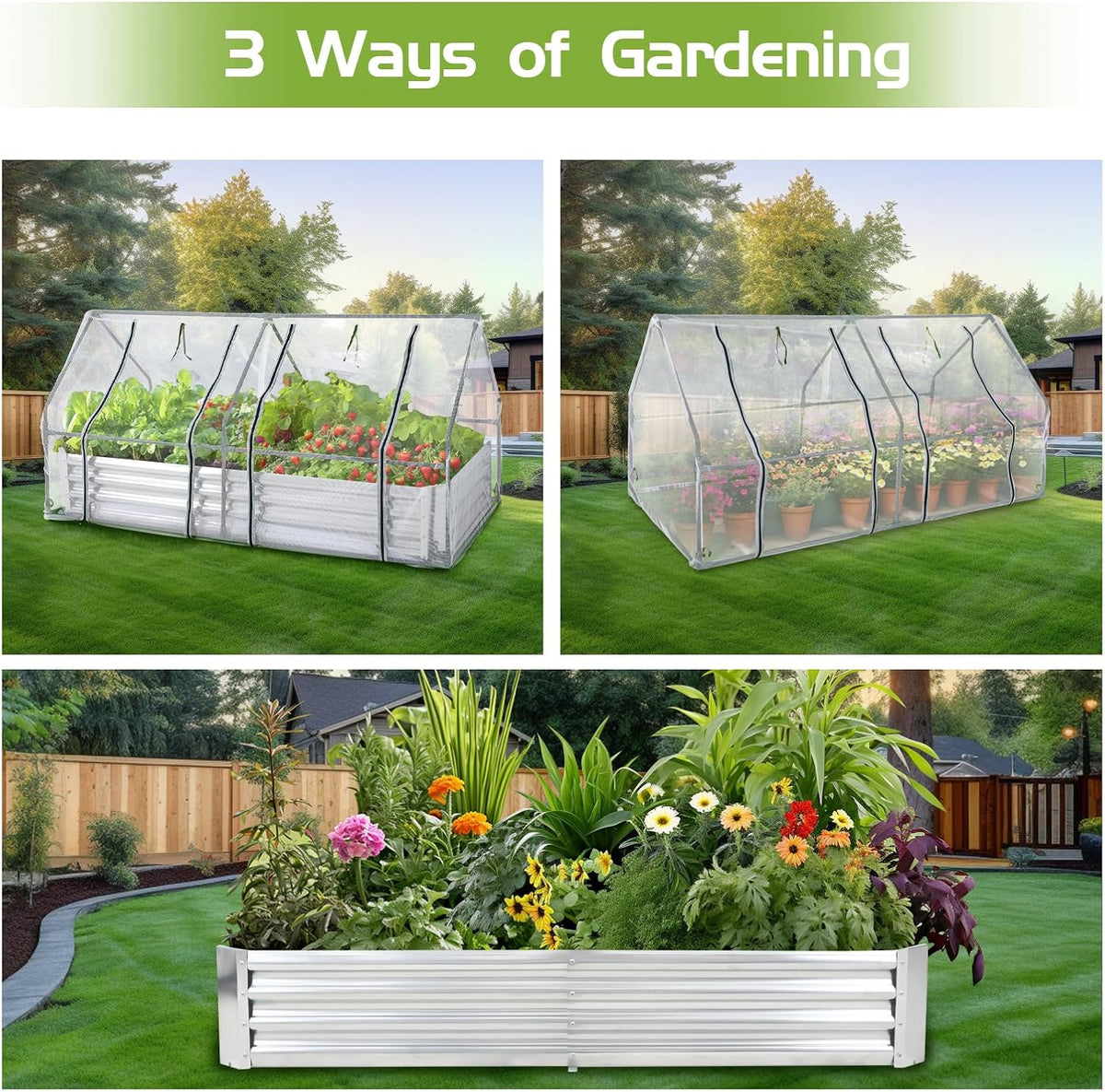 Galvanized Raised Garden Bed with Mesh Cover Greenhouse A978