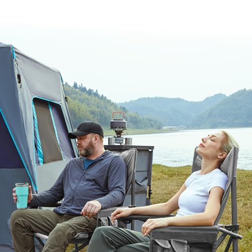 Oversized Folding Camping Chair High Back Heavy Duty with Cup Holder Side Pocket Cooler Bag C5894