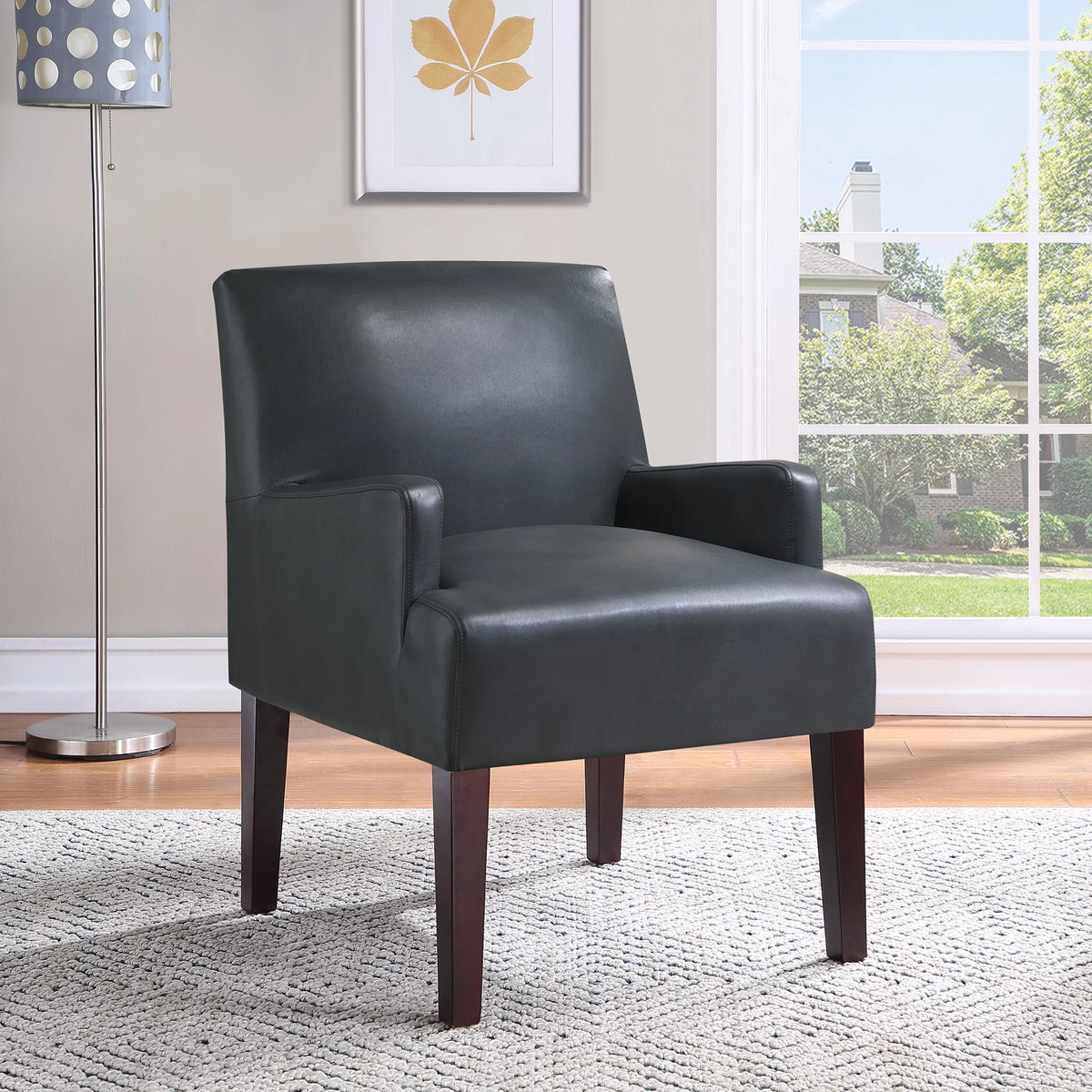 Pewter Faux Leather Guest Chair D3950