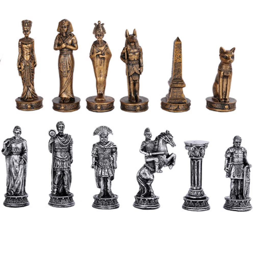 Egyptian vs Roman Chess Set with Glass Board E610