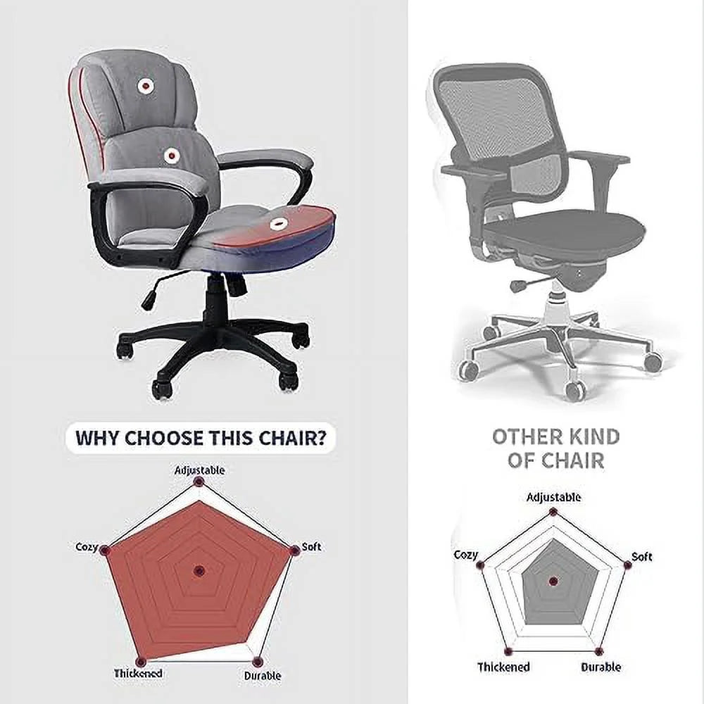 Ergonomic Upholstered Swivel Office Chair with Headrest and Armrest Y420827