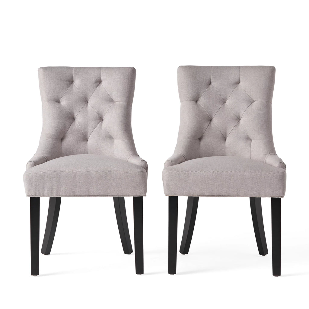 Light Grey Fabric Dining Chair Set of 2 F9993