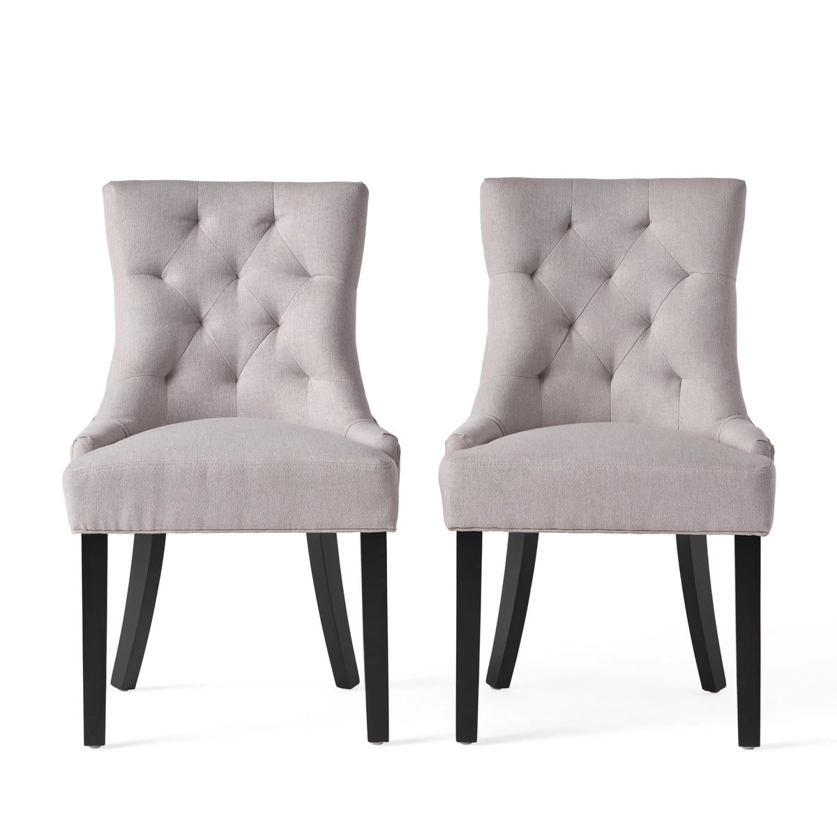Light Grey Fabric Dining Chair Set of 2 F9993