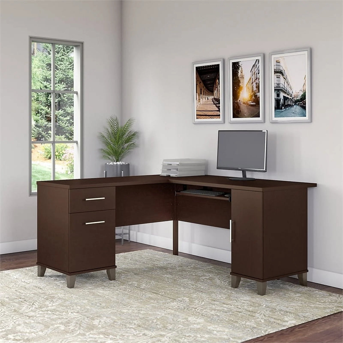 60" L Shaped Wood Desk Y570415