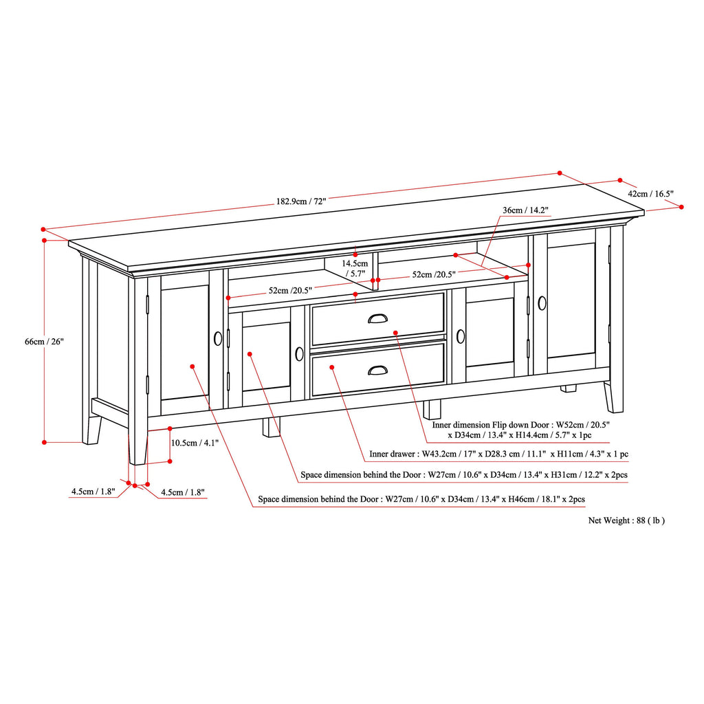 Black Wood 72 inch TV Media Stand R343997