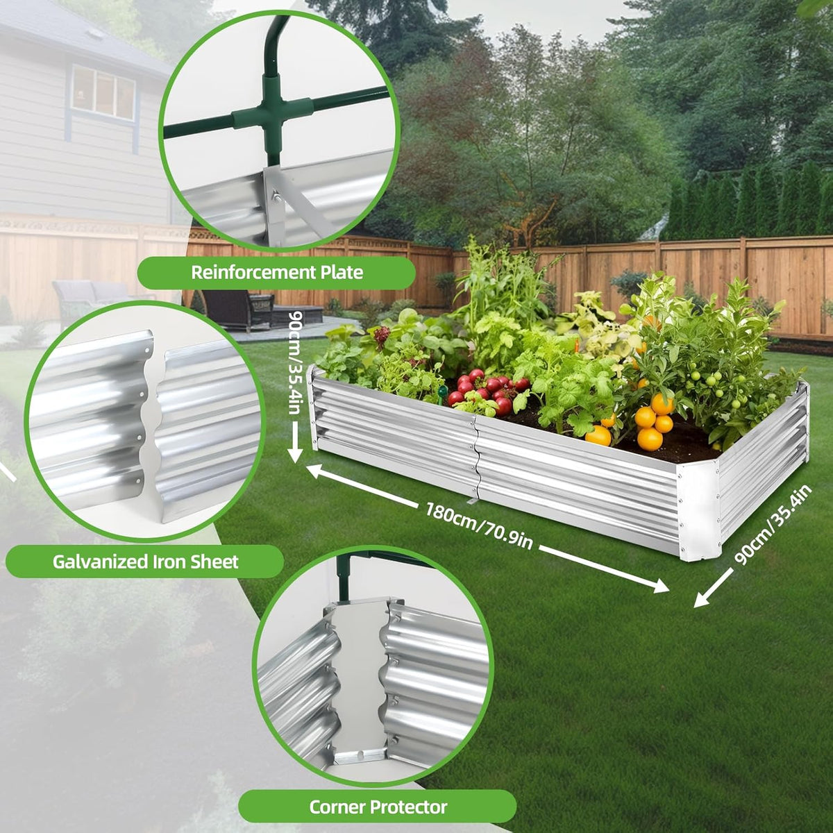 Galvanized Raised Garden Bed with Mesh Cover Greenhouse A978