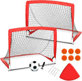 Set of 2 4'x3' Pop Up Soccer Goals with Cones, Carrying Case, Football and Pump Y3908