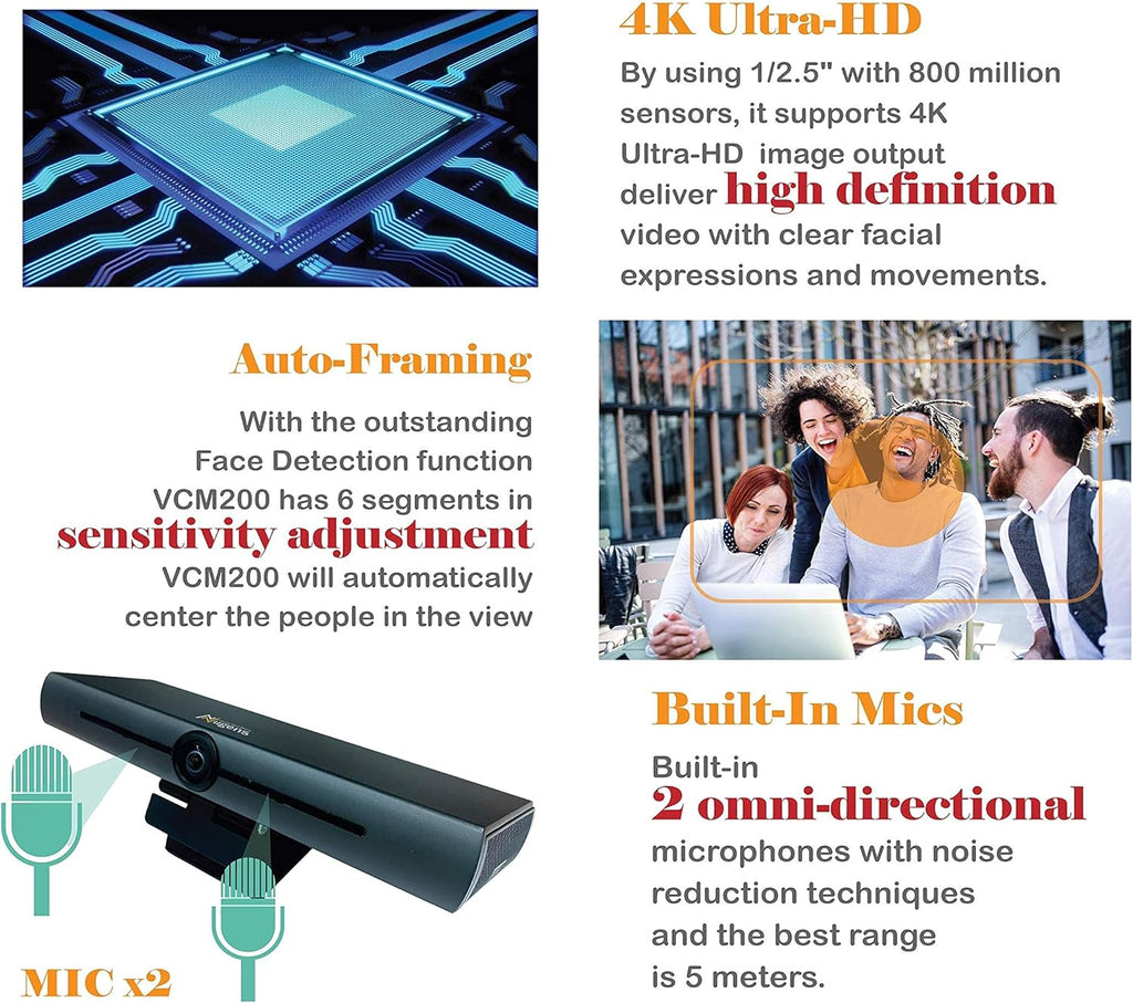 AI 4K Auto-Framing Video Conference Camera X487669