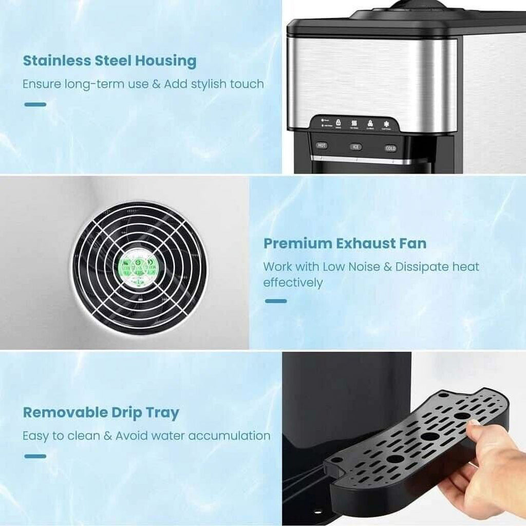 3 in 1 Countertop Water Cooler Dispenser Ice Maker with Ice Block 44 lb Ice Storage V478