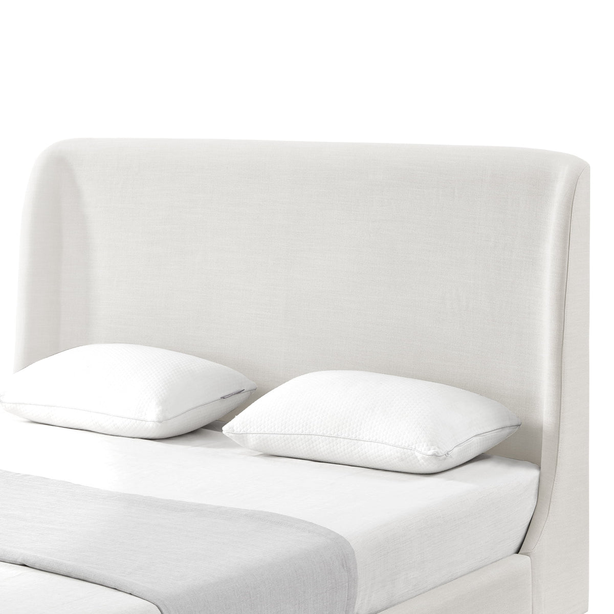 Cream White Tufted Linen Twin Size Bed Frame K191309