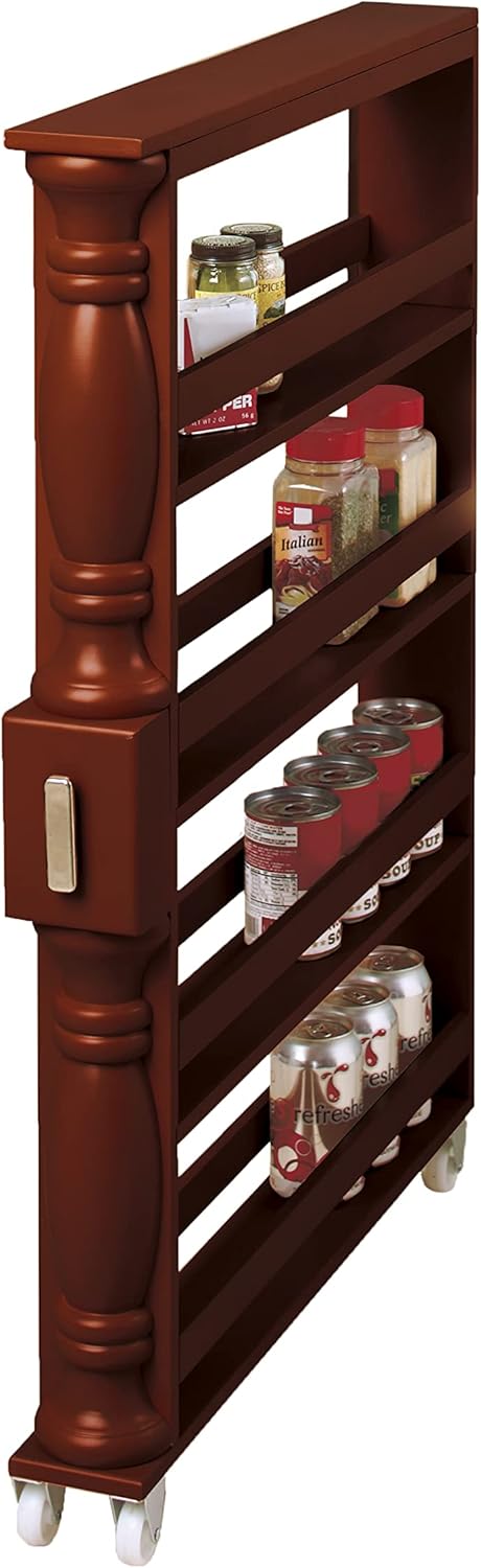 Natural Slim Rolling Kitchen Cart L14891